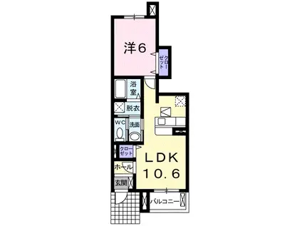 イムーブル ドゥ(1LDK/1階)の間取り写真