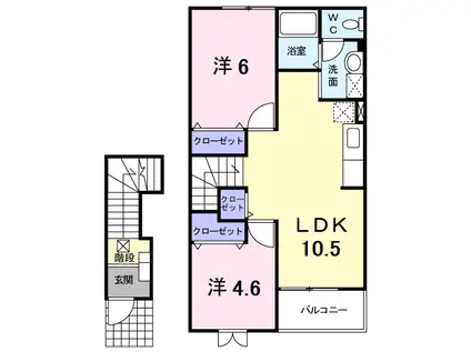 カレント(2LDK/2階)の間取り写真