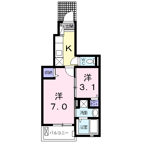 セレーノ モチヅキⅠ(1K/1階)の間取り写真