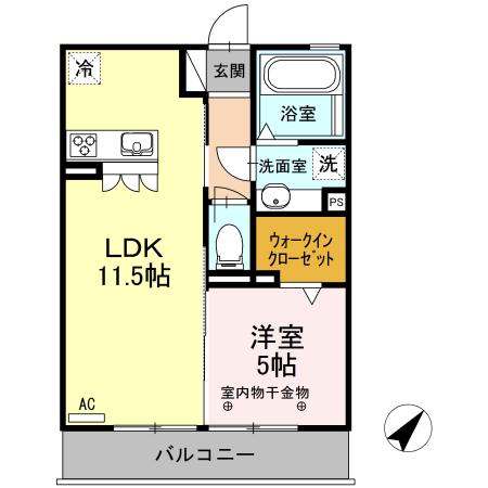 エターナル草薙(1LDK/3階)の間取り写真