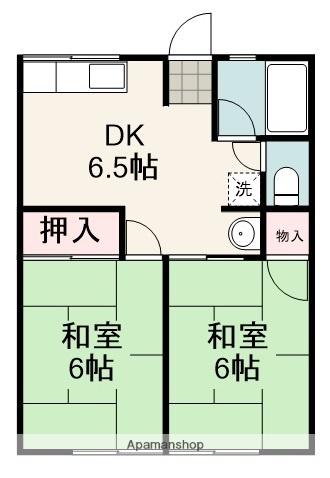 シティハイム登呂(2DK/1階)の間取り写真