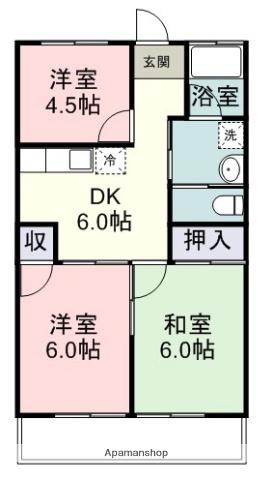 ラ・フォーレ高松(3DK/2階)の間取り写真