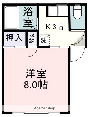 ハマシン狐ヶ崎マンション B(1K/1階)の間取り写真