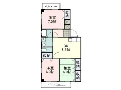 シャングリラ淡島I(3DK/3階)の間取り写真