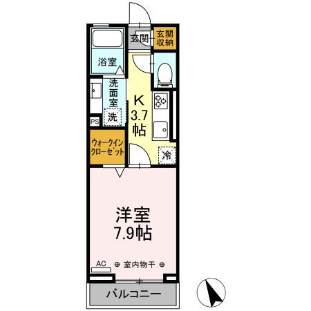 カーサ三保(1K/1階)の間取り写真