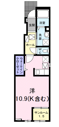 ユーフォリアネクストⅡ(ワンルーム/1階)の間取り写真