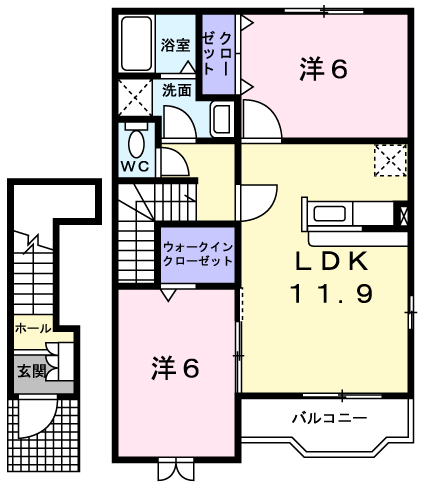 ブリッサ・M・Ⅰ(2LDK/2階)の間取り写真