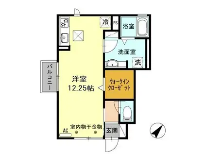 カスケード草薙(ワンルーム/1階)の間取り写真
