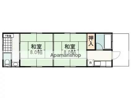 東海道本線 清水駅(静岡) 徒歩18分 1階建 築26年(2K)の間取り写真
