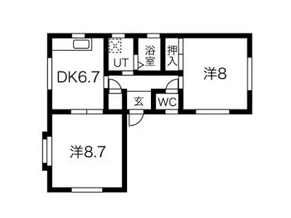 デュエット東山(2DK/1階)の間取り写真