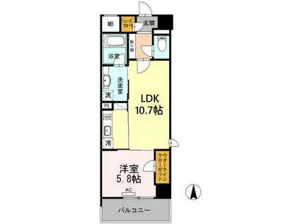 ダイワシティー千種(1LDK/5階)の間取り写真