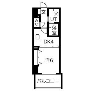 さくらHILLS NISHIKI PLATINUM RESIDE(1DK/6階)の間取り写真