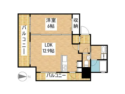 メルカーサ泉(1LDK/11階)の間取り写真