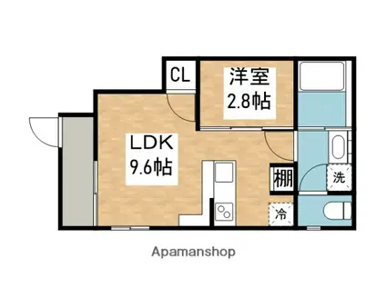 RISE吹上(1LDK/1階)の間取り写真