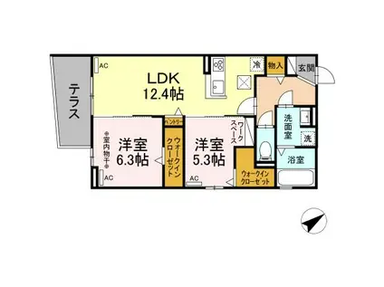 GRACE TSUKATA(2LDK/1階)の間取り写真