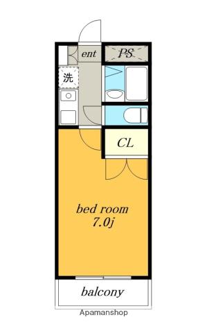 ヒルサイド今池(1K/4階)の間取り写真