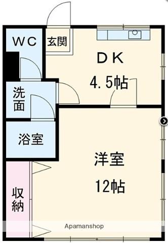 マンション幸(1DK/4階)の間取り写真