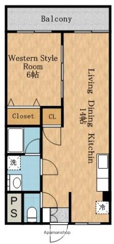啓周ビル(1LDK/4階)の間取り写真