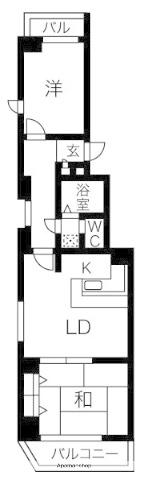 レインボー千代田橋(2LDK/8階)の間取り写真