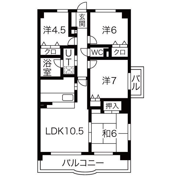 クレストヒルズ東山(4LDK/4階)の間取り写真