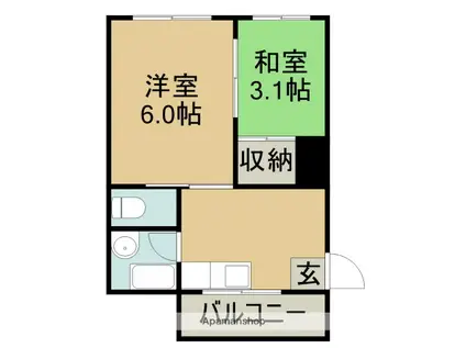 カサール亀岡(2K/3階)の間取り写真