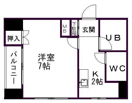 パレ千郷(1K/5階)の間取り写真