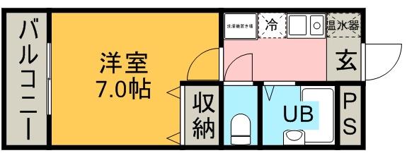 フレンズ西崎(1K/1階)の間取り写真