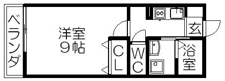 ラポール春岡(1K/2階)の間取り写真