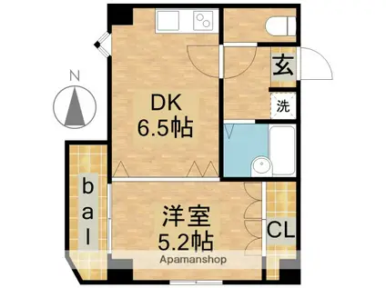 グレイセスHIKARI(1LDK/1階)の間取り写真
