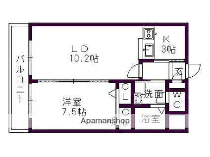 ベル ライジング(1LDK/1階)の間取り写真