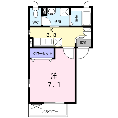 アルドール(1K/2階)の間取り写真