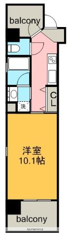 CHIKUSA RISE(1K/9階)の間取り写真
