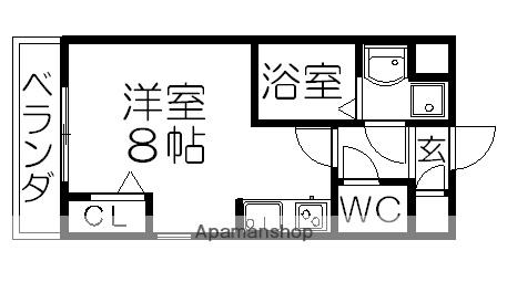 エスパシオE&C(ワンルーム/1階)の間取り写真