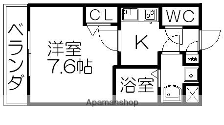 エスパシオE&C(1K/1階)の間取り写真