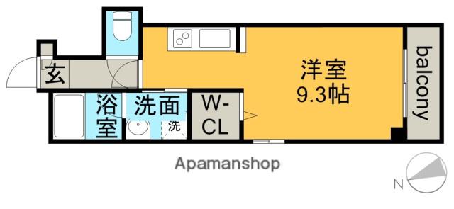 アクシア車道(ワンルーム/2階)の間取り写真