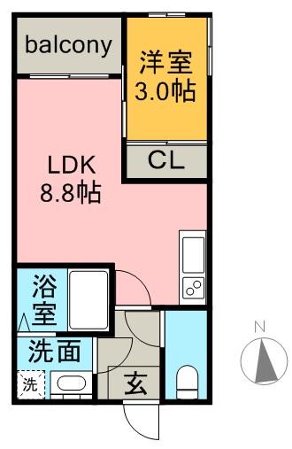 REGALEST名古屋ドーム(1LDK/1階)の間取り写真