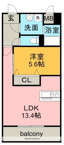 スカーバティー葵(1LDK/1階)の間取り写真