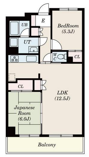 コンフォート車道(2LDK/5階)の間取り写真