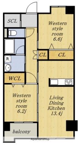 NOBLE LIFE 吹上(2LDK/4階)の間取り写真