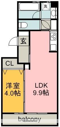 ヒールコートⅡ(1LDK/1階)の間取り写真