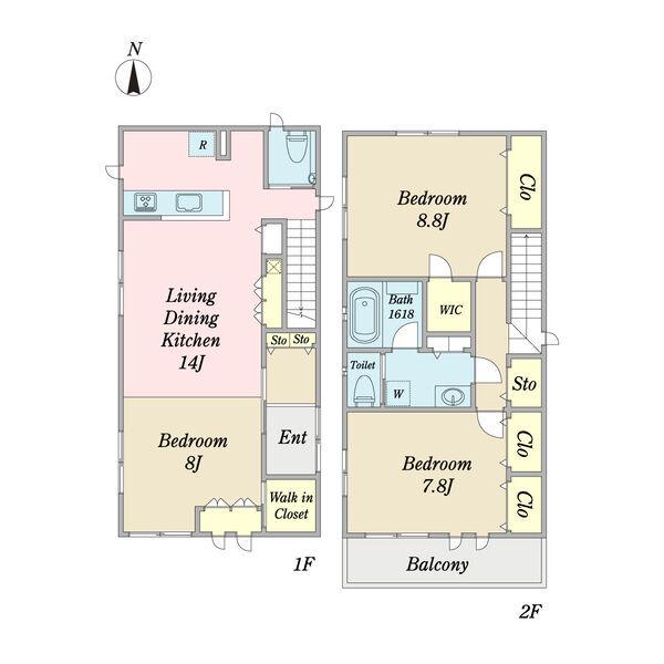 名古屋市東山線 本山駅(愛知) 徒歩9分 2階建 築9年(3LDK)の間取り写真