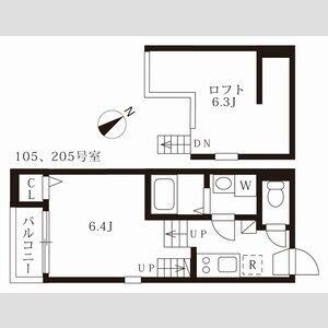 ハーモニーテラス萩原町(1K/2階)の間取り写真