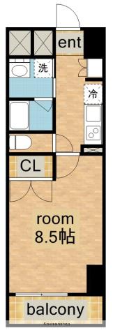 STUDIO KANAREBASHI(1K/9階)の間取り写真