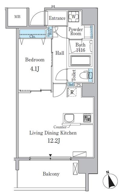 ルーエ池下(1LDK/4階)の間取り写真