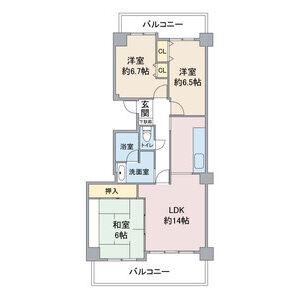 ウェルフォート幸川(3LDK/4階)の間取り写真