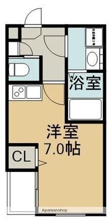 ハーモニーテラス城木町(ワンルーム/2階)の間取り写真