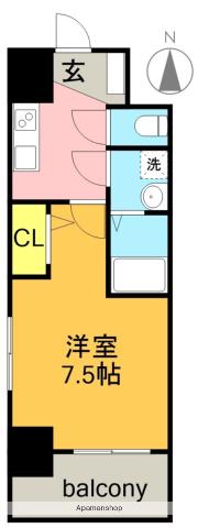 エスリード池下レスティア(1K/9階)の間取り写真