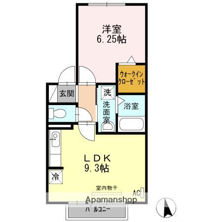 レクスト下方(1LDK/2階)の間取り写真