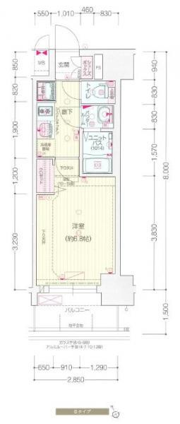 プレサンスNAGOYA覚王山(1K/4階)の間取り写真