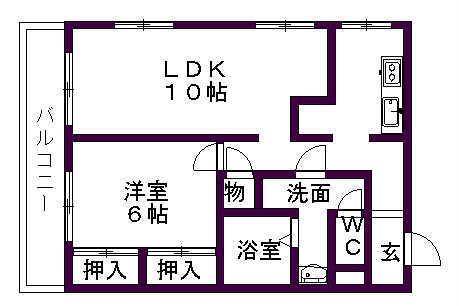 第2宏陽ハイツ(1LDK/4階)の間取り写真